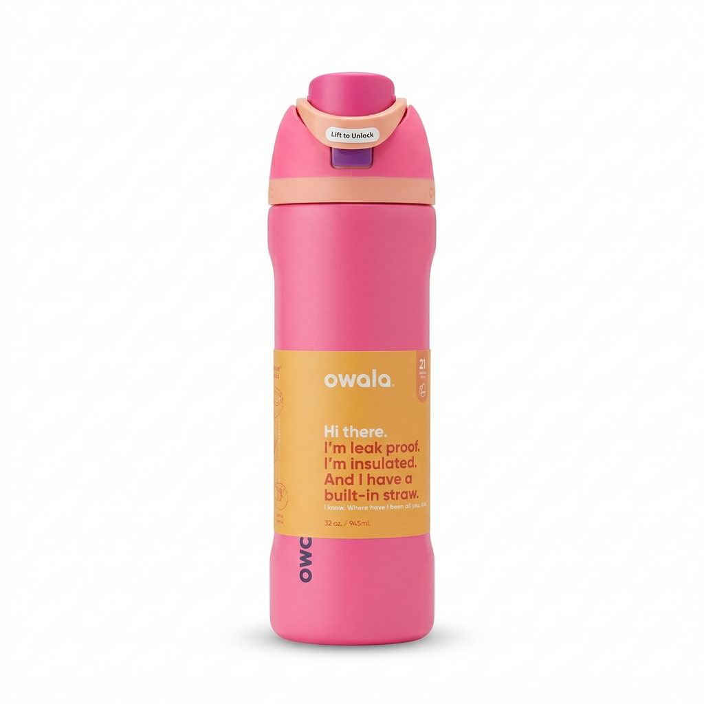 Owala FreeSip 32oz Hot Pink insulated water bottle
