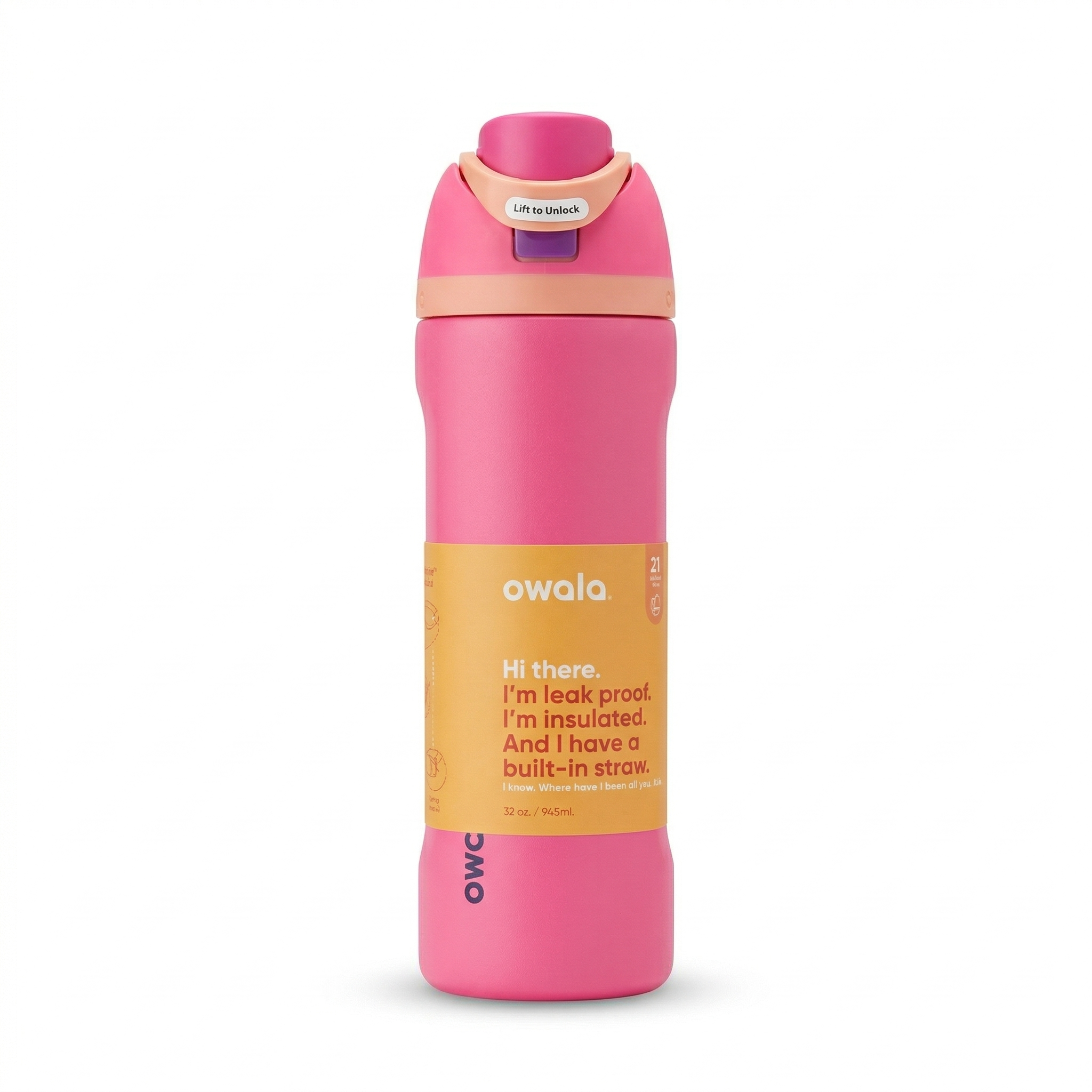 Owala FreeSip 32oz Hot Pink insulated water bottle