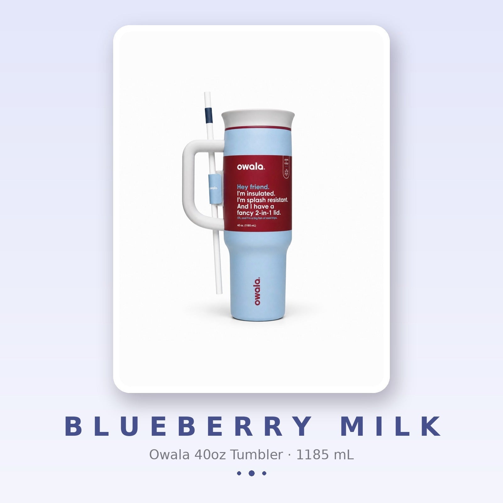 Owala 40oz Tumbler Blueberry Milk — Sip Society product card